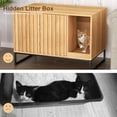 thumbnail image 6 of Litter Box Enclosure, Modern Fluted Hidden Litter Box Furniture,Cat Litter Box Enclosure with Scratching Mat,Cat House Side End Table,Natural, 6 of 9