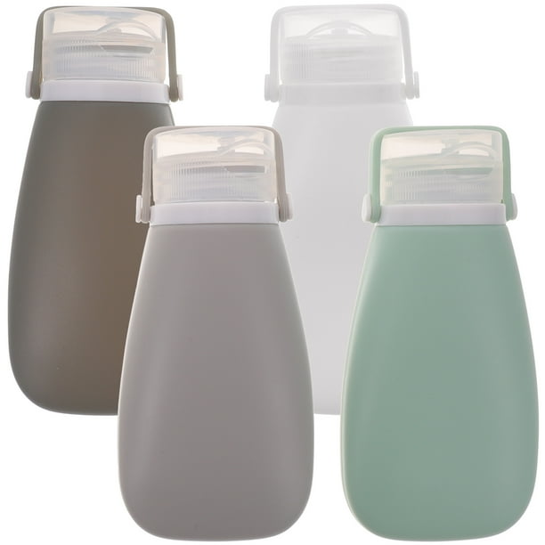 4pcs botellas de viaje de silicona recipientes de loción a prueba de fuga apretables botellas de champú