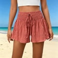 thumbnail image 5 of Ounisa Women's Summer Casual Fashion Solid Drawstring Elastic Waist Loose Culottes Shorts Flowy Breathable Lightweight Airy Shorts, 5 of 7