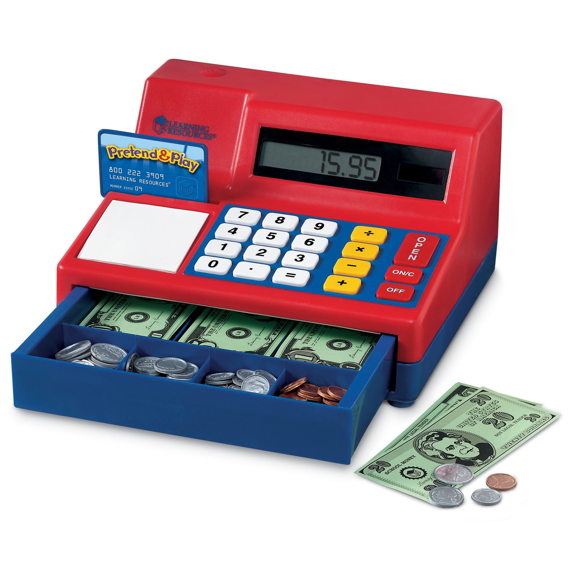 Play Money Cash with Tray Drawer 20 Coins 20 Bills Kids Pretend Toy Fake Money. 