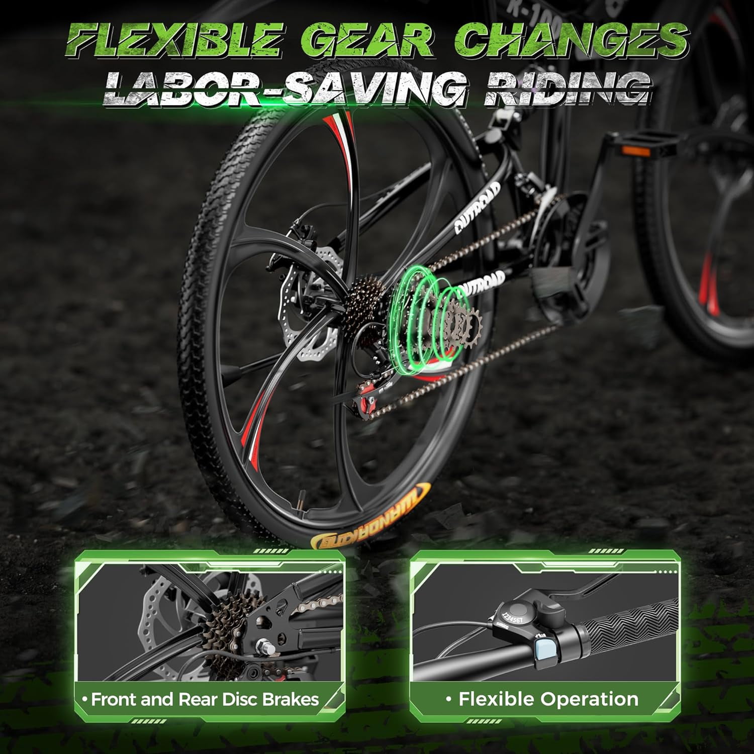 SUNCROWN 26 Inch Folding Mountain Bike, 21 Speed Full Suspension High-Carbon Steel MTB Foldable Bicycle, Dual Disc Brake Non-Slip Folding Bikes for Adults/Men/Women, Black