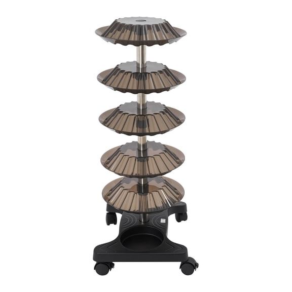 Nail Polish Trolley Organizer, Nail Polish Spinning Rack Display Stand with Wheels, 5 Tiers Display Rolling Cart (17.72*13.78*37.80 inch) (Black)
