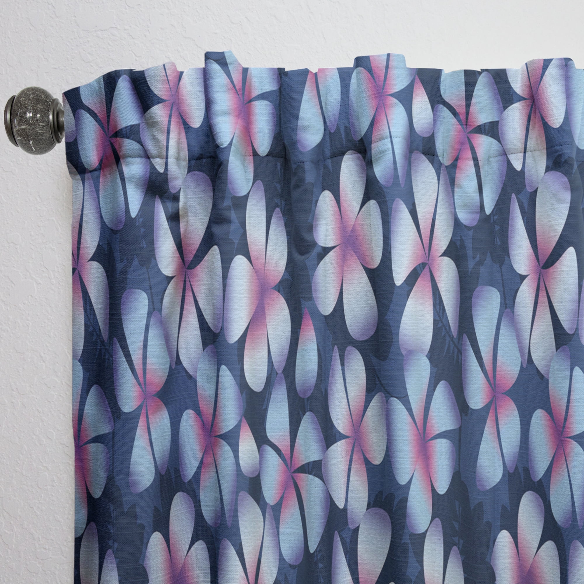 Designart 'Frangipani Retro Flowers' Mid-Century Modern Curtain Panel
