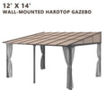 thumbnail image 6 of Howsvn 12' x 14' Lean to Gazebo, Wall-Mounted Hardtop Gazebo with Sloping Roof and Curtains & Netting, Outdoor Aluminum Frame Pergola Canopy for Patio, Garden, Lawn, 6 of 10