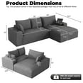 thumbnail image 2 of Wiilayok 113" L-Shape Cloud Sectional Couch with Oversized Chaise,Corduroy Fabric Modern Modular Sofa with Cup Holder, Comfy Boneless Upholstered Couches for Living Room Bedroom,Grey, 2 of 7