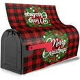 thumbnail image 4 of Merry Christmas Magnetic Oversized 25.5 X 21 Winter Xmas Wreath Red Buffalo Plaid Mailbox Cover Holiday Decor, 4 of 6