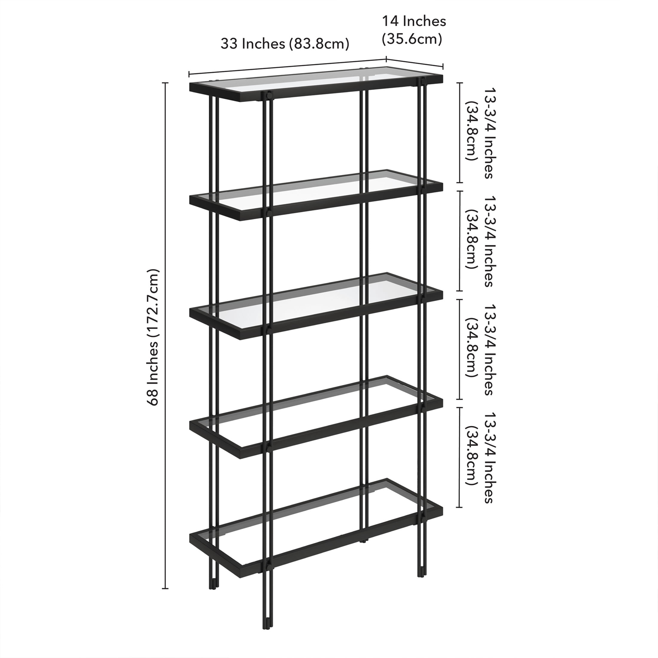 Evelyn&Zoe Inez 68" Tall Rectangular Bookcase in Blackened Bronze