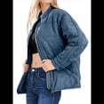 thumbnail image 1 of Chaquetas Acolchadas para Mujer, Informales, de Cuello Alto, Larga, Abrigos de Invierno Extragrandes con Cremallera Azul Gris S, 1 of 7