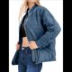 thumbnail image 1 of Chaquetas Acolchadas para Mujer, Informales, de Cuello Alto, Larga, Abrigos de Invierno Extragrandes con Cremallera Azul Gris XXL, 1 of 7