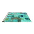 thumbnail image 2 of Ahgly Company Machine Washable Indoor Square Patchwork Turquoise Blue Transitional Area Rugs, 3' Square, 2 of 4