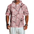 thumbnail image 2 of Men's Camo Print Short Sleeve Hoodie - Curved Hem Casual T-Shirt with Drawstring Hood, 2 of 8