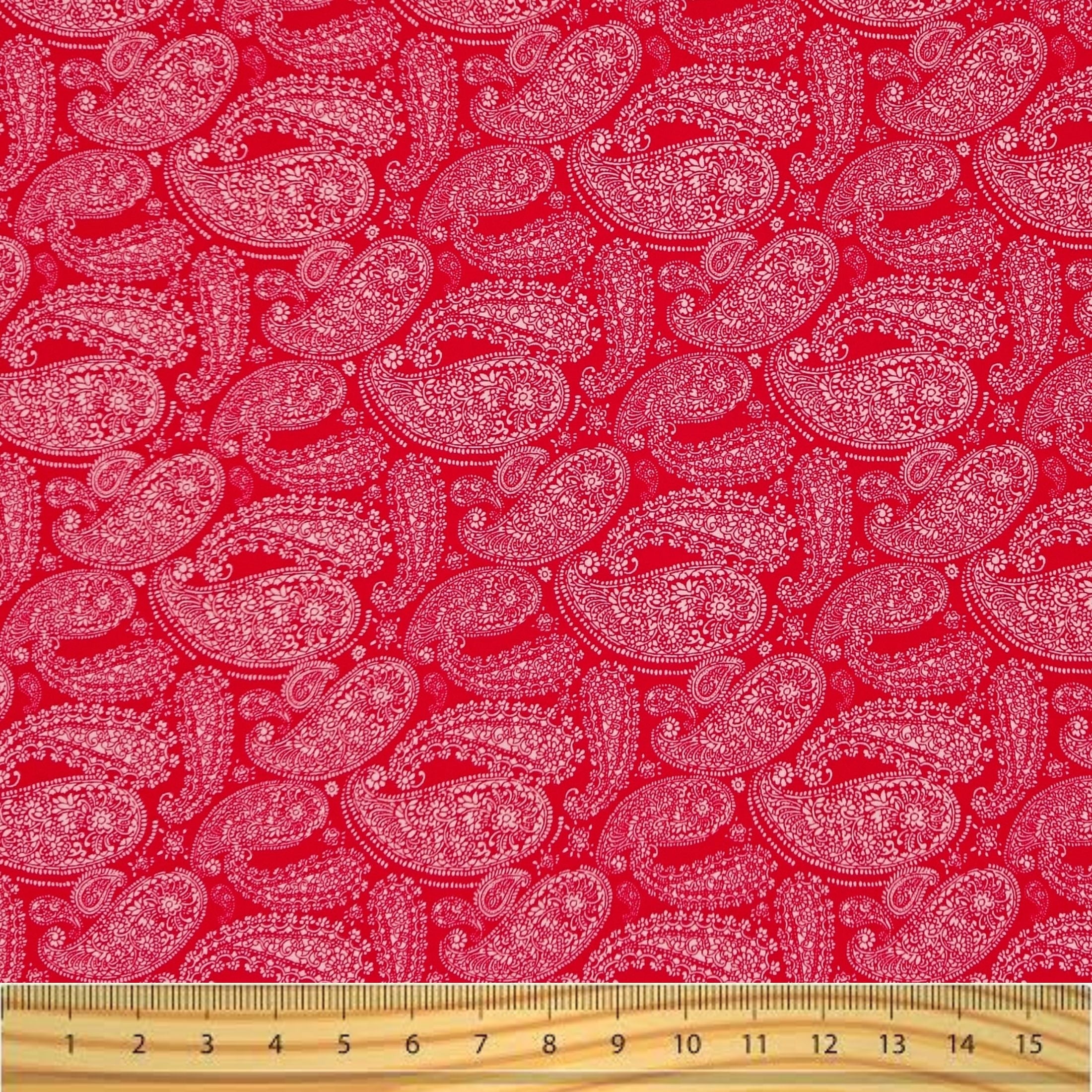 Waverly Inspirations 1 Yard Cut 100% Cotton Bandana Paisley Print Fabric, Poppy Red, 44" Wide for Quilting & Sewing