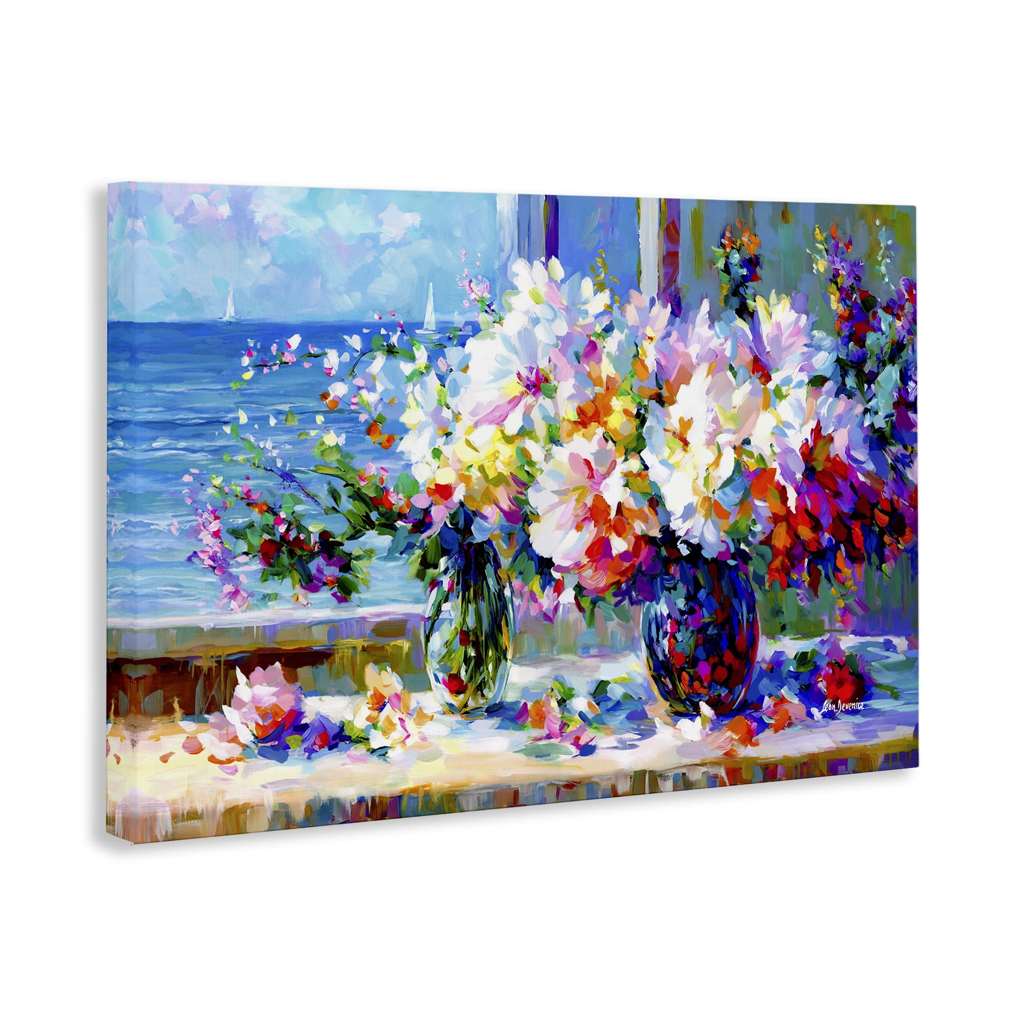 Stupell Industries Blossoms By The Sea Botanical & Floral Painting Gallery Wrapped Canvas Art Print Wall Art, 30 x 20