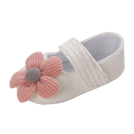 

0-3 Months Baby Girls Shoes Infant Mary Jane Flats Princess Wedding Dress Baby Sneaker Shoes Toddler Kid Baby Girls Princess Cute Toddler Flowers Soft Sole Solid Color Shoes White