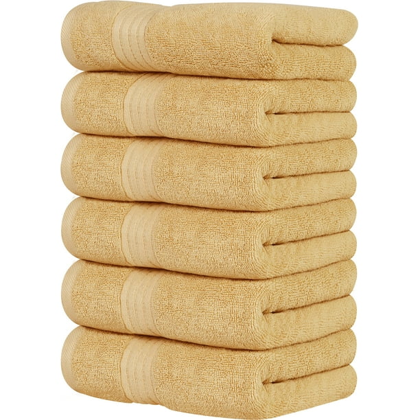 Utopia Towels Juego de 6 toallas de mano premium de 16 x 28 pulgadas, 100% algodón hilado en anillos, toallas ligeras y altamente absorbentes para baño, viajes, campamentos, hoteles y spa, color beige