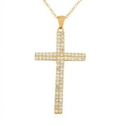 925 Sterling Silver Rose Gold-Tone Cross White Pendant Necklace Chain