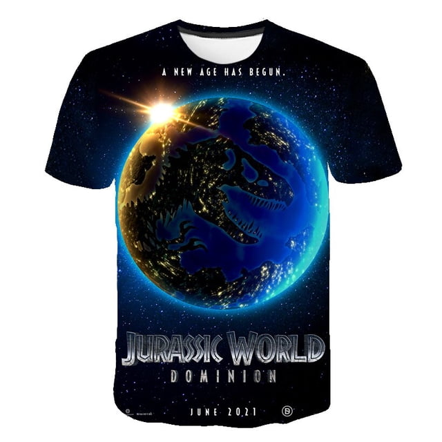 Camisetas de Dominion del Mundo Jurásico para niños y niñas, camisetas con estampado de dibujos animados, camisetas casuales de moda de verano de manga corta para niños, 12M Gao Jinjia LED