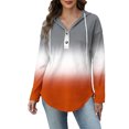 thumbnail image 4 of Craaazy Hoodies for Women Casual V-Neck Long Sleeve Shirts Stripe Color Drawstring Button Top Gifts, 4 of 6