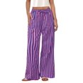 thumbnail image 1 of Pantalones de pijama PRETTYGARDEN para mujer, pierna ancha, algodón a rayas, 1 of 9