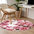 thumbnail image 4 of Small Round Rug 3Ft Washable Non-Slip, Pink Roses Circle Area Rugs for Living Room Bedroom, Spring Floral Elegant Pastoral Butterfly Indoor Floor Mats Carpet Runner for Home Decor, 4 of 8