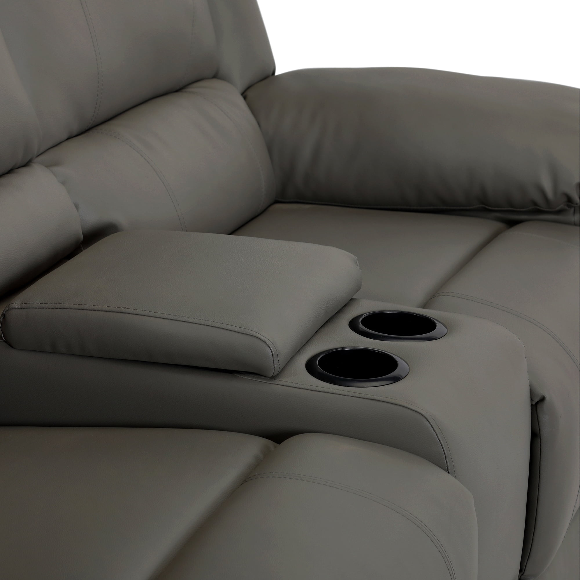 Aukfa 107" Manual Reclining Sectional Sofa with Cup Holder and Storage for Living Room Furniture, Gray