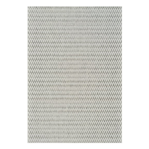 4' X 6' Cream and Beige Geometric Distressed Indoor Outdoor Area Rug