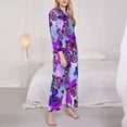thumbnail image 3 of Picia Flying Butterflies Pattern Women’s Long-Sleeve Sleepwear Set - Soft 2-Piece Loungewear with Pockets, Comfy PJs for Relaxing Nights-Large, 3 of 7