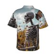 thumbnail image 3 of Daiia Sunflower Butterfly Skull Hawaiian Shirt for Men Gentle Cotton Regular Short Sleeve Casual-XX-Large, 3 of 9