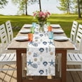 thumbnail image 4 of Nautical Starfish Shell Conch Table Runner-36 Inch Long Vintage Stamp Anchor Table Runners Linen Burlap Tablerunner for Kitchen Dining Room Holiday Party, 4 of 9