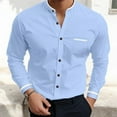 thumbnail image 3 of Zylarhe Men T Shirts Men's Long Sleeve Lapel Shirt Casual Patchwork Holiday Cardigan Shirts Tops Casual Blouse, 3 of 3