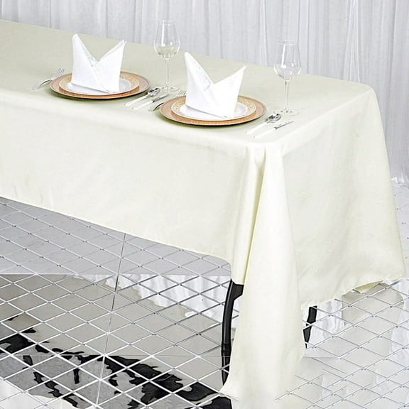 Balsa Circle 1 60" x 126" Premium Polyester Rectangular Tablecloth Table Linens Ivory