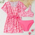 thumbnail image 2 of Otqutp Toddler Girls Sunflower Swimming 3 Piece Rash Guard Swim Cover Up Short Sleeve Cardigan Tween Kids High Waist Modest Tankini Matching Bikini Beach Swimwear, 2 of 8