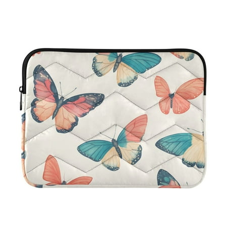 FORMRS 13-13.3 inch Laptop Sleeve Case Soft Carrying Quilted Computer Bag Cover, Colorful Butterflies