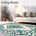 thumbnail image 2 of ODIKA 4'x6' Machine Washable Non-Slip Area Rug, Glam Interlocking Scrollwork with Ornate Filigree and Vintage Flourishes High Traffic Rug, Beige, 667768, 2 of 7