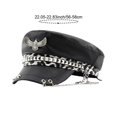 thumbnail image 7 of Hsqqdc Unisex Metal Rivet Studded Captain Hat PU Leather Flat Peaked Sailor Navy Cap, 7 of 7