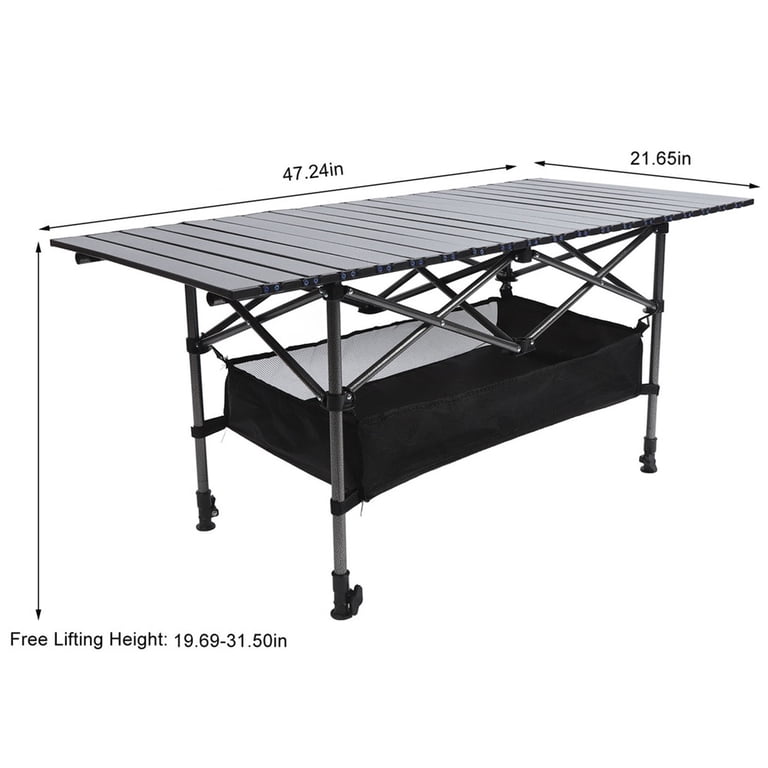 EVER ADVANCED Portable Folding Camping Table With Windscreen - 3-Tier Grill Table For Outdoor Cooking