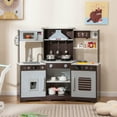 thumbnail image 3 of Infans Pretend Play Kitchen for Kids Toddler Aged 3+ Wooden Toy Set w/ Range Hood, 3 of 7