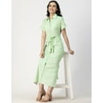 thumbnail image 2 of Moomaya Short Sleeve Spread Collar Cotton Dress - Women's Trendy Shirt Dress, 2 of 9