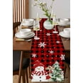 thumbnail image 2 of Table Runners 70 Inches Long Dress Scarves, Christmas Farmhouse Coffee/Dining/Kitchen Table Decor, Holiday Table Runner, Winter Snowman Snow Pine Tree Red Black Plaid 13x70 Inch, 2 of 7