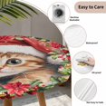 thumbnail image 3 of Christmas Round Tablecloth for 45-54 Inch Tables,Fitted Table Cover with Elastic Edge,Checkered Cat Red Poinsettia Pine Needle Berry Waterproof Outdoor Table Cloth Protector for Patio Garden Dinner, 3 of 9