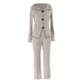 thumbnail image 6 of Womens Pajama Sets Womens Ribbed Knited Pajama Sets Long Sleeve Crew Neck Sleepwear Loungewear Women's Two Piece Outfits Halloween Pajamas S, 6 of 6