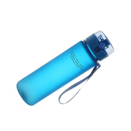 

unattainy 560ml Water Cup Large-Capacity Anti-drop Rope Plastic Mug Travel Seal School Frosted Cups Student Sports Camping Kids Blue