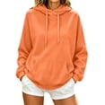 thumbnail image 2 of Plain Hoodies for Women Long Sleeve Drawstring Loose Casual Hooded Sweatshirt with Pockets Pullover Tops Fall Winter Clothes, 2 of 5