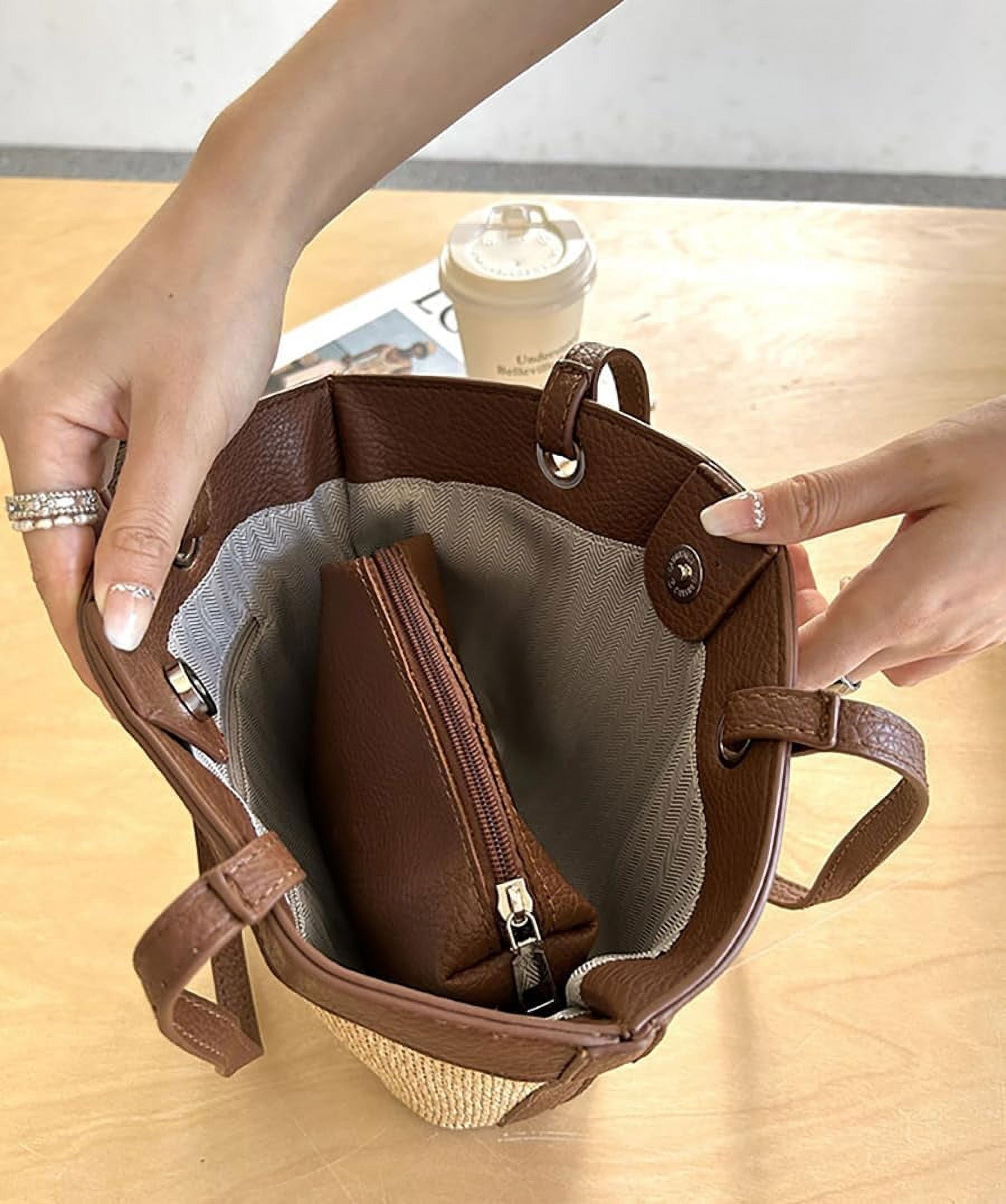Straw Beach Bags For Women Small Straw Tote Bag Rattan Purse Summer Straw Handmade Bag Raffia Handbag Purse Shoulder Bag