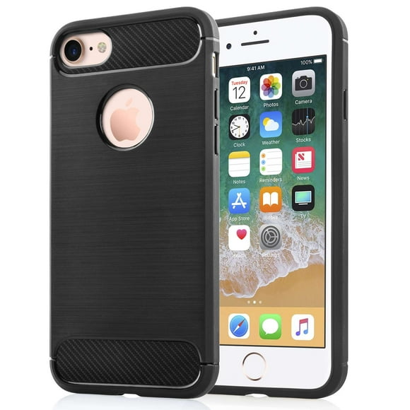 Funda Premium Fibra de Carbono NETONBOX para iPhone 7 iPhone 8 iPhone SE 2020 Suave Flexible Color Negro