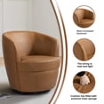thumbnail image 3 of UIXE Swivel Accent Chair Set of 2 Faux Leather Barrel Chair Modern Round Arm Club Chair, Light Brown, 3 of 6