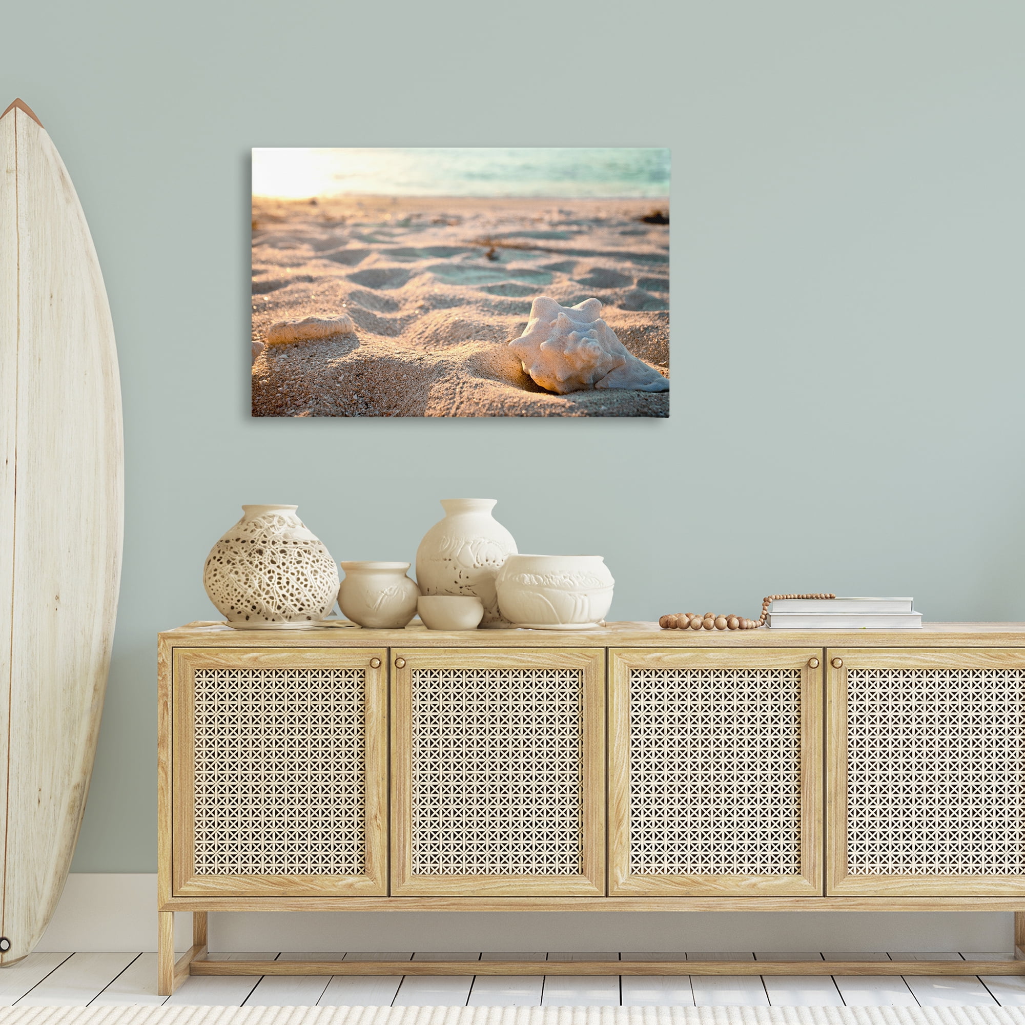 Stupell Industries Conch Shell in Sand Coastal Photography Gallery Wrapped Canvas Art Print Wall Art, 36 x 24