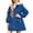 Blue, variant on Girls Heavyweight Windproof Winter Coat - Hooded Mid Length Padded Lined Outerwear, Soft Cozy Warm Jacket for Snow Holidays
