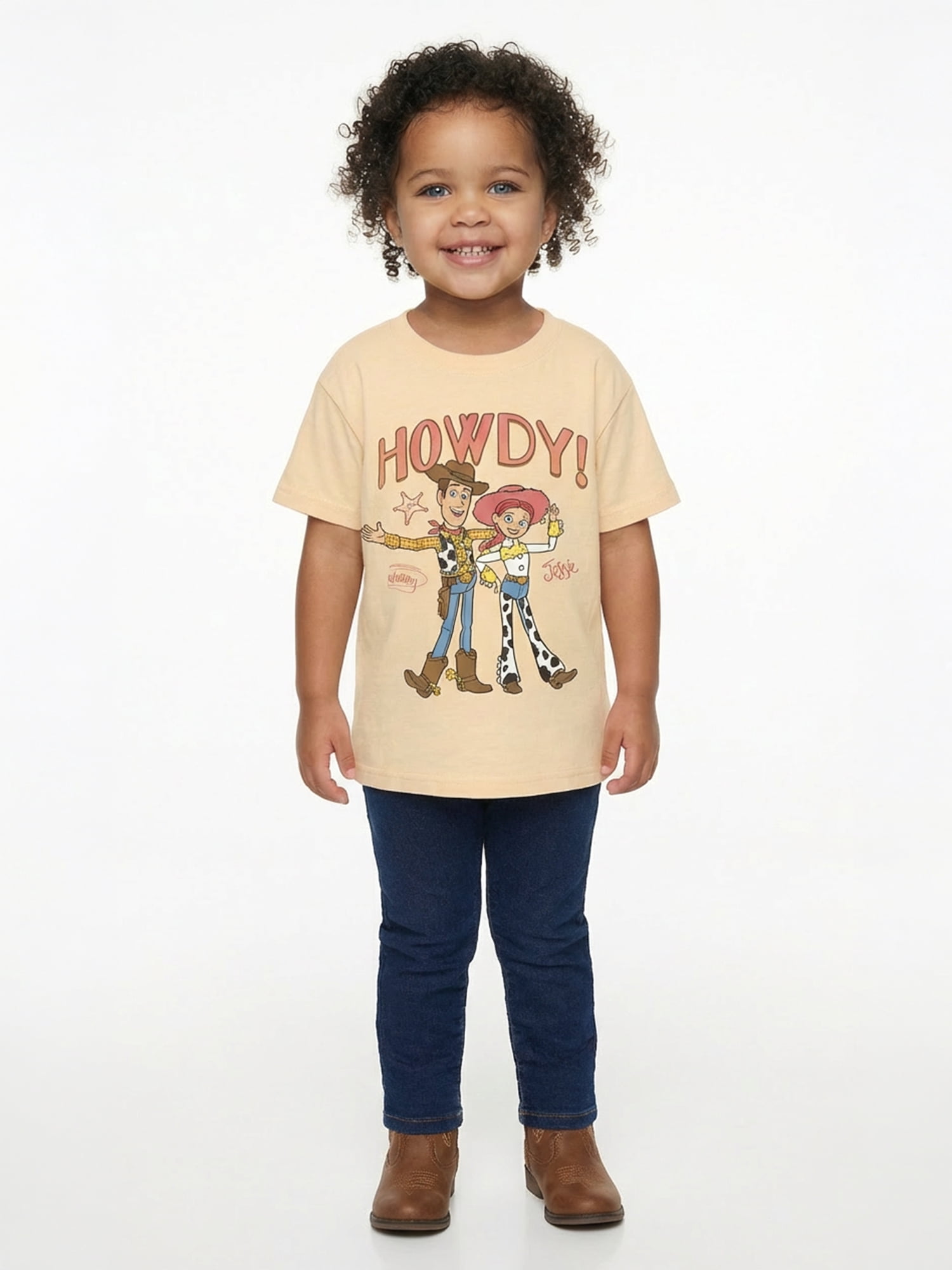 Toy Story Toddler Girls Howdy Sheriff Tee with Short Sleeves, Sizes 12M-5T