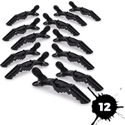 BLOND FORTE 12 PCS Black Hair Clips Alligator Clips for Thick Hair All Hair Type Wide Tooth Sectioning Croc Non Slip Hair Accessories